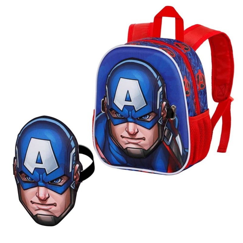 Zainetto per bambino Capitan America con Maschera inclusa - Captain America First Backpack Mask
