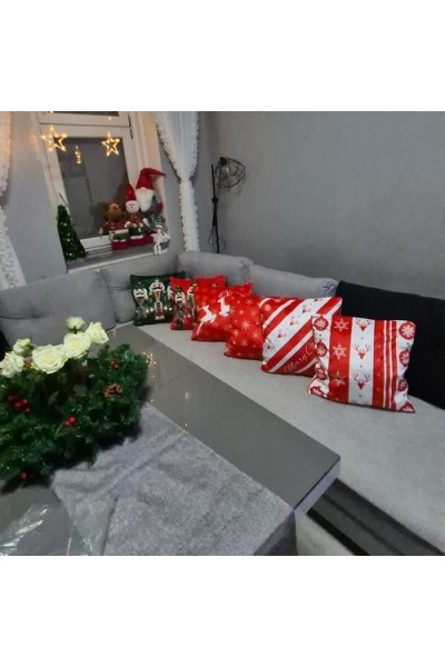 Federe per cuscini 4 PEZZI Motivo Natalizio 45x45xcm - Lino e Nylon