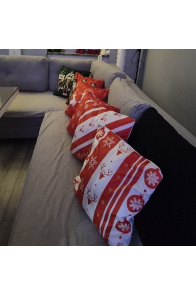 Federe per cuscini 4 PEZZI Motivo Natalizio 45x45xcm - Lino e Nylon