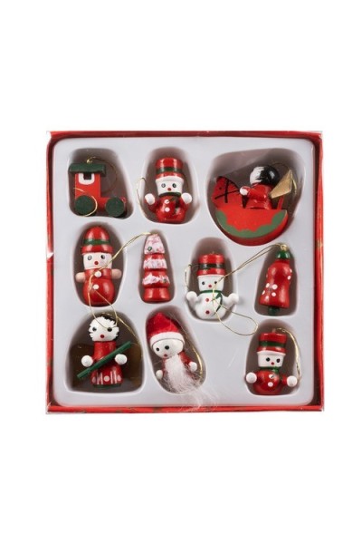 Decorazioni per Albero di Natale - 10 pezzi 100% legno