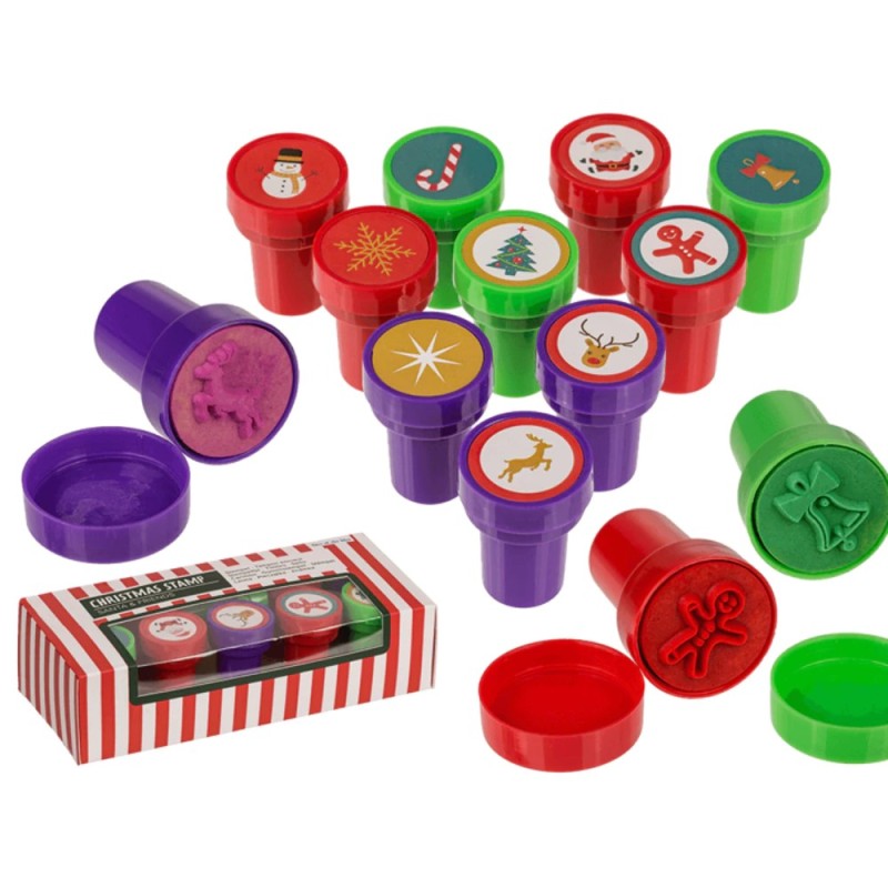 Set Timbri Decorativi Natalizi - Timbro di Natale per Bambini Babbo Natale e amici, 2,5 cm,
