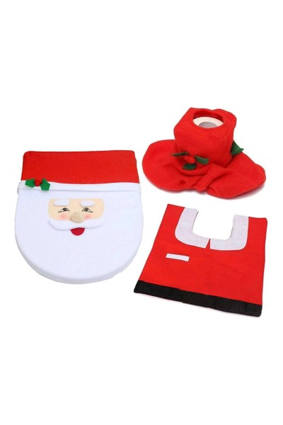 Set da bagno natalizio con tappetino da toilette Babbo Natale