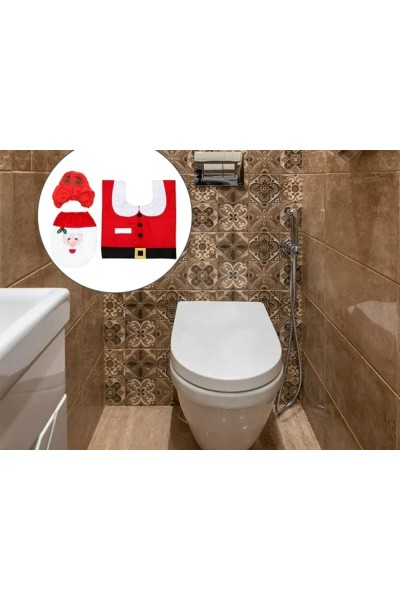 Set da bagno natalizio con tappetino da toilette Babbo Natale