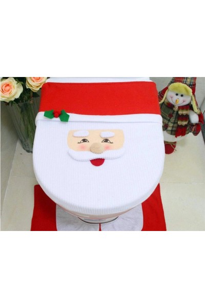 Set da bagno natalizio con tappetino da toilette Babbo Natale