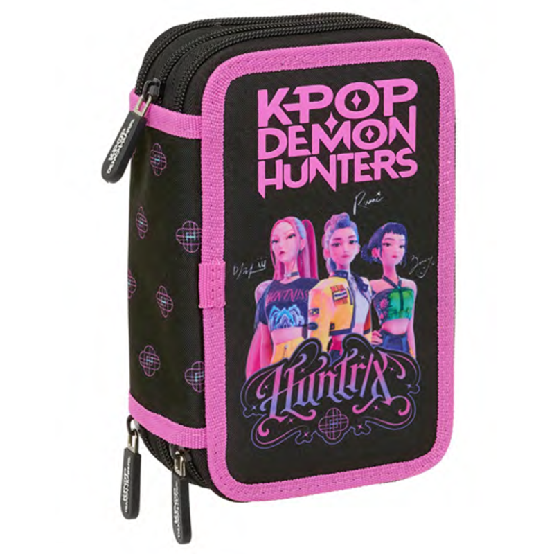 ASTUCCIO SCUOLA  K-POP DEMON HUNTERS COMPLETO 37 PEZZI NEGRA
