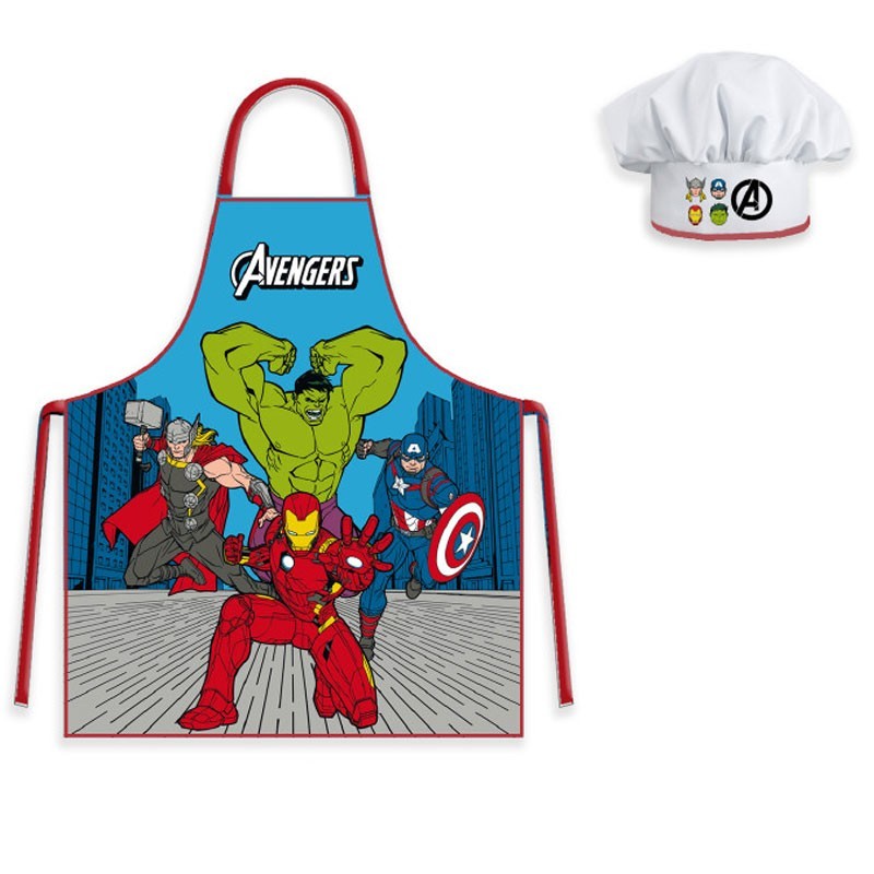 Divisa da Chef per Bambino Avengers idea regalo Grembiule + Cappello da cuoco